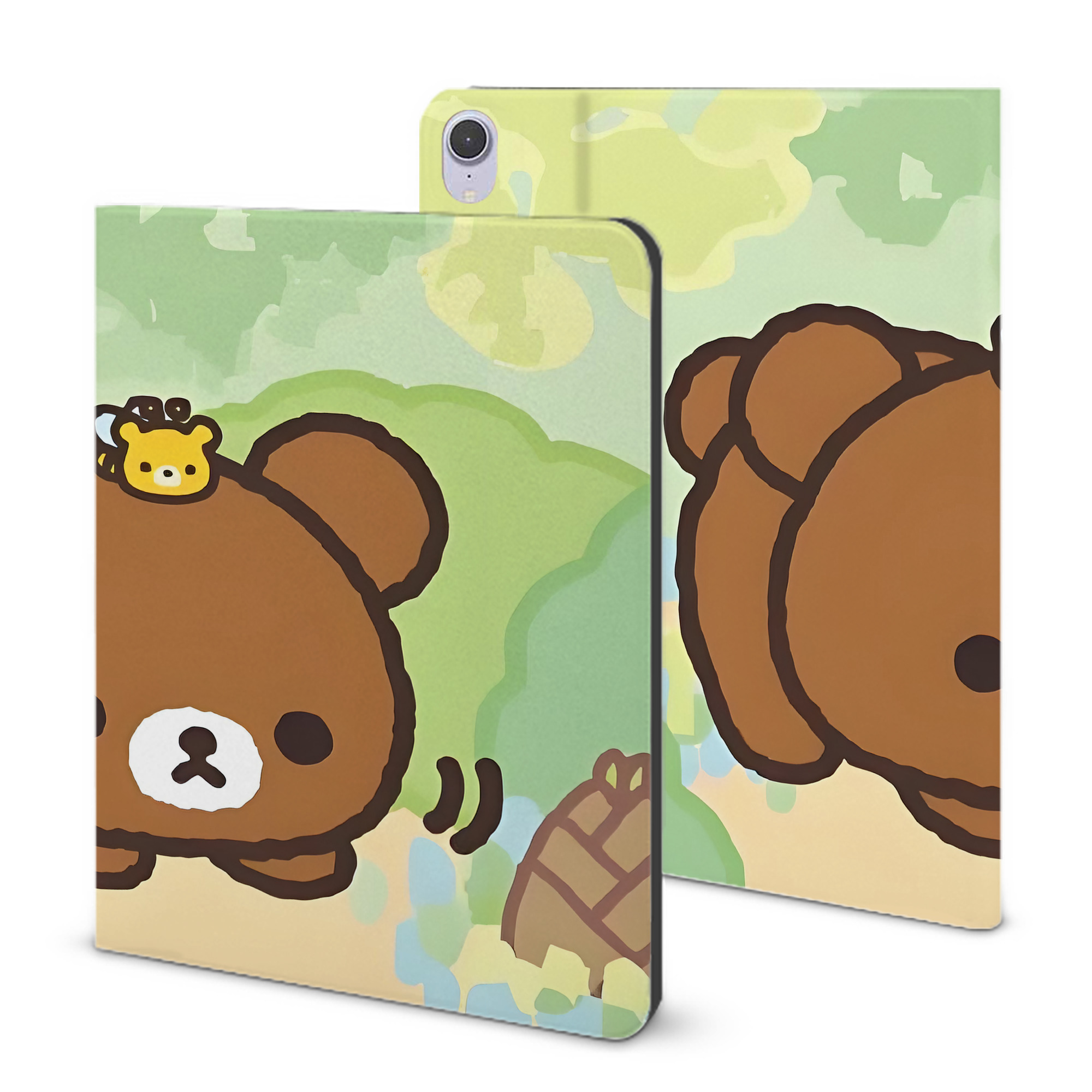 （画像用） リラックマ リラックマ キイロイトリ Rilakkuma Korilakkuma Kiiroitori IPad ケース ブック型 PUレザー TPU 耐衝撃 軽量 薄型 ペン収納なし 全面保護 IPad 各モデル対応